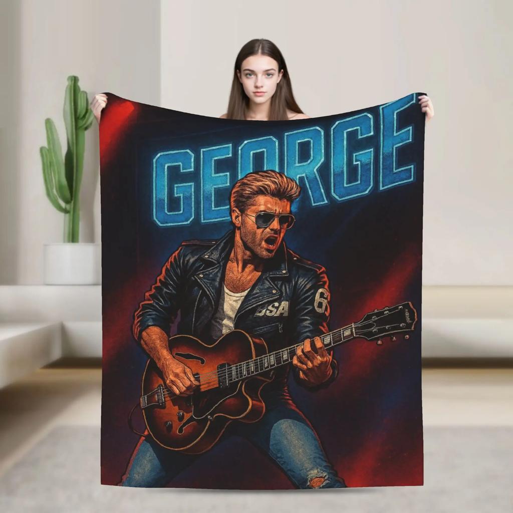 George Michael Fan Poster Blanket Quality Warm Soft Throw Blanket for Winter Bedroom Decor Funny Bedspread for Men Women
