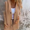 Long-sleeved Solid-color Coat with Buttons, Loose and Comfortable Women's Clothing