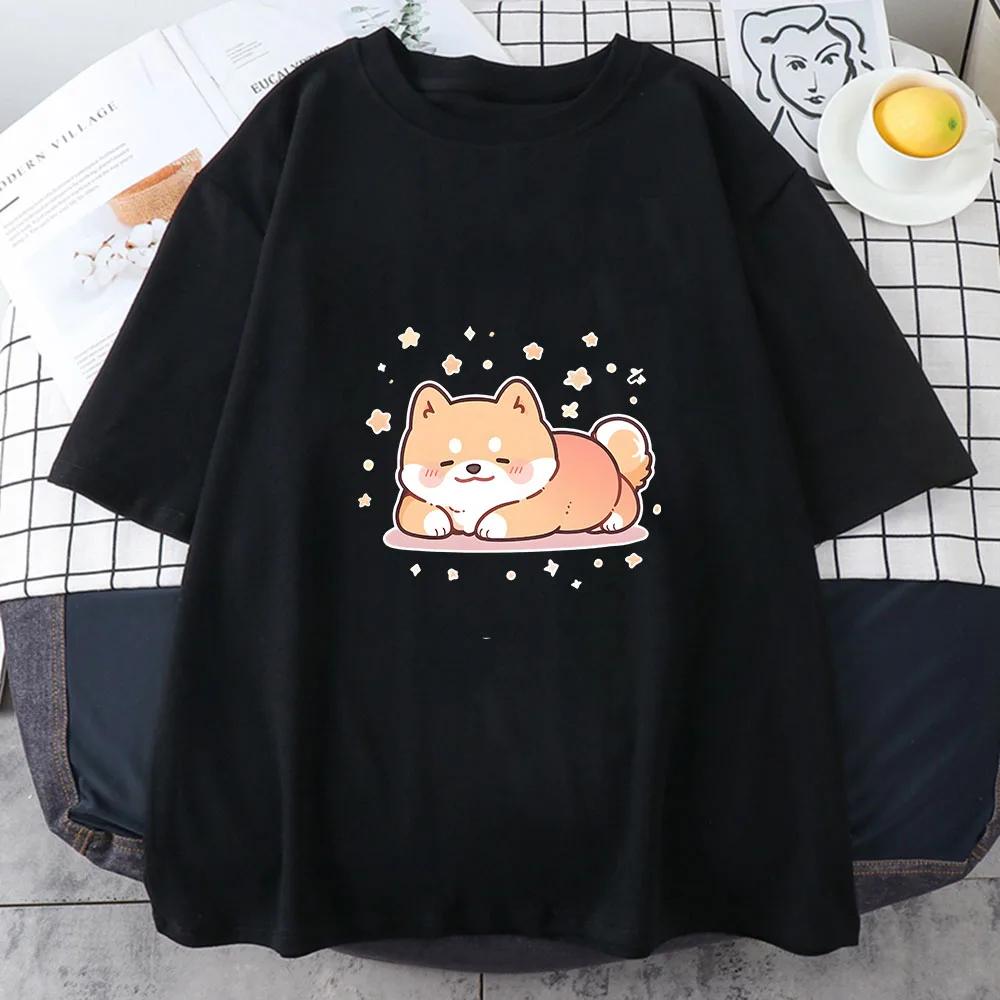 Shiba Inu Dog Print Summer UnisexWomen ONeck Tshirt Casual Short Sleeve Pullover Fashion Streetwear Clothes Novelty TShirt