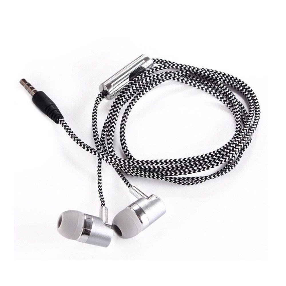 Braided Cord Weave Cable Wired Control 3.5mm Jack Earphone Earbuds In-ear Headset Wired Eraphone