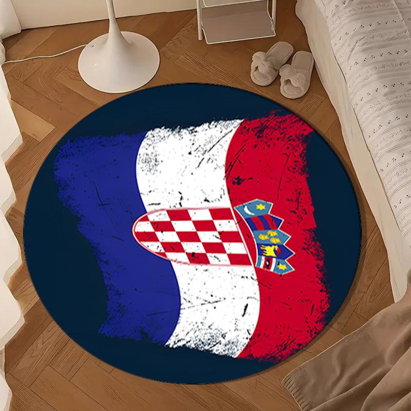 Croatian Football Pride Round mat, Anti-slip Circle Carpet Chair rug For livingroom,Bedroom, doormat home decor Gift Christmas Gifts