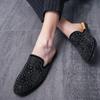 Summer Men Shoes Casual Brand Half Shoes Men Loafers Rhinestones Leather Half Slipper Breathable Slip On Lazy Flat Men Moccasins