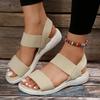 Fashion Women's Knit Elastic Cloth Wedge Sandals Slip On Lightweight Walking Sandals Women Plus Size Comfortable Summer Shoes Woman 2025