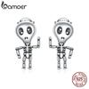 Женские серьги-гвоздики BAMOER из стерлингового серебра 925 пробы с черепом, гипоаллергенные серьги-гвоздики для чувствительных ушей