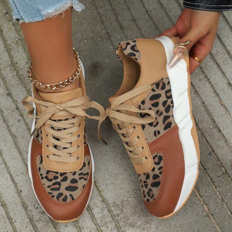 2024 Женская Весна Новая Мода Леопардовый Принт Дизайнерская Женская Обувь Отдых На Открытом Воздухе Комфорт Прогулки Женская Спортивная Обувь Большие