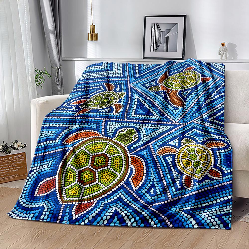 Australian Aboriginal Style 143 Blanket Soft & Cozy Great for Couch Seaside Livingroom Four Seasons Multipurpose Stylish Decor