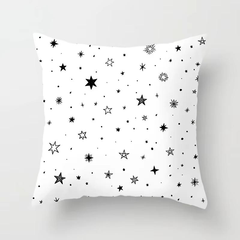 Double Sided Black White Geometric Pillowcase Polyester Striped Cushion Cover for Sofa Living Room and Modern Home Decor