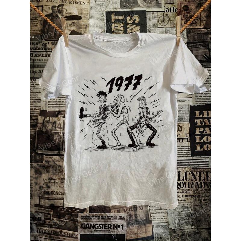 Men'S And Women'S Vintage 1977 Punk Rebellion Graphic Tee - Comfortable Retro 70S Punk Shirt Featuring 1977 Punk Poster Design, Classic Fit with