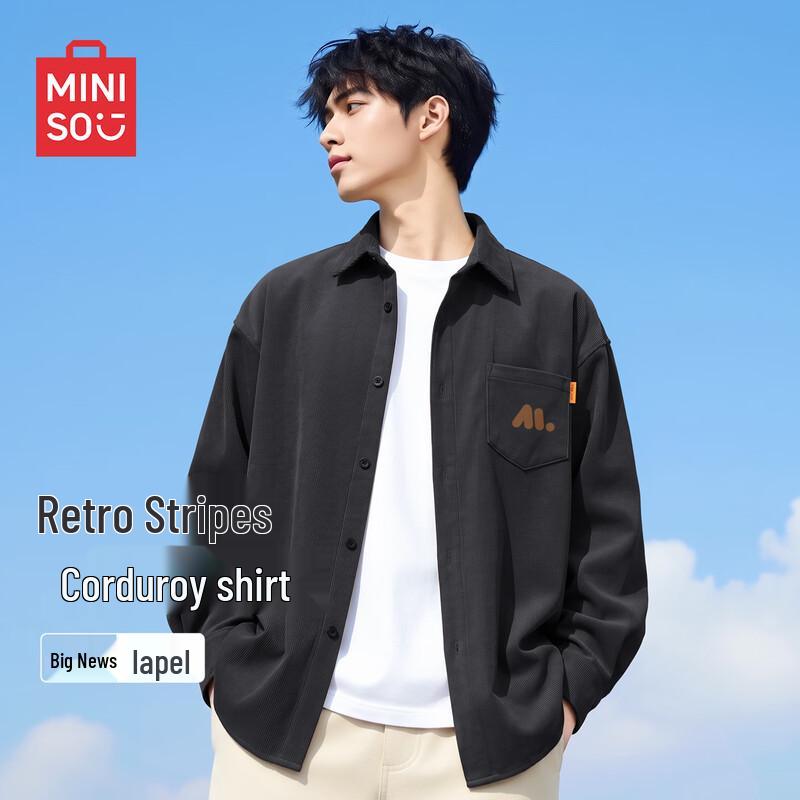 MINISO Мужская плотная вельветовая рубашка с длинным рукавом