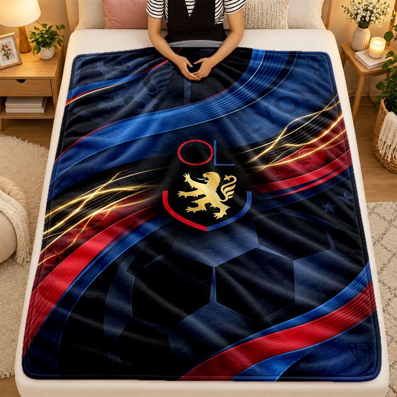 Flannel BlanketLyon FC Warm Soft Throw Blanket for Indoor Sofa Bed Living Room Use