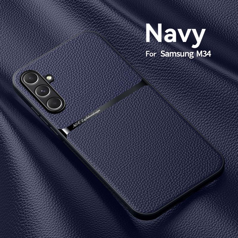 Для Samsung Galaxy M34 5G чехол автомобильный магнитный держатель кожаные чехлы для телефонов Samsung M34 M 34 5G SM-M346B противоударная задняя крышка