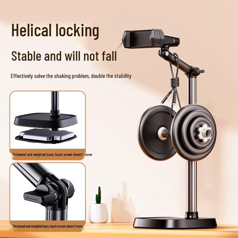 Регулируемая алюминиевая подставка для телефона Rilipu с поддержкой двух устройств для прямых трансляций и съемки сверху