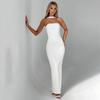 Женское strapless без рукавов макси платье облегающего кроя с высокой талией элегантное сетчатое рукав карандаш вечернее платье