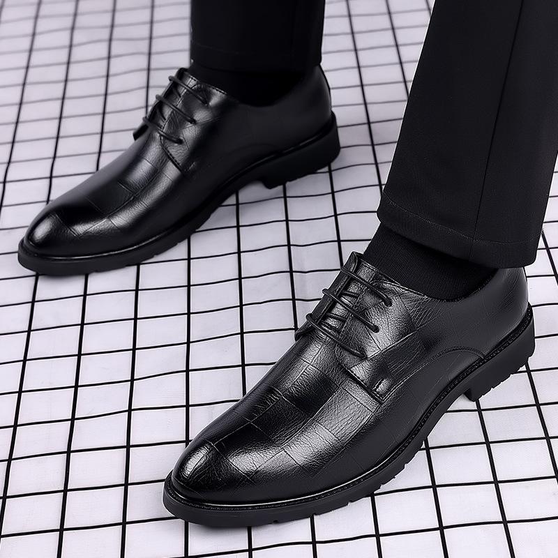 Кожаная обувь, мужская деловая официальная одежда, повседневная рабочая модная обувь, британская корейская версия, мягкая подошва, свадебные кожаные туфли для жениха
