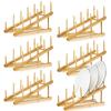 Ladder Type Bamboo Dish Rack Drying Book Display Stand Pot Lid Holder for Plate/ Bowl/ Cup