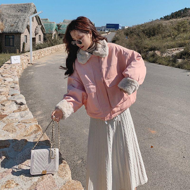 Плюс бархатное толстое зимнее пальто женское свободное хлопковое пальто плюс бархатная поло с вырезом для сохранения тепла и комфорта мягкая женская хлопковая куртка