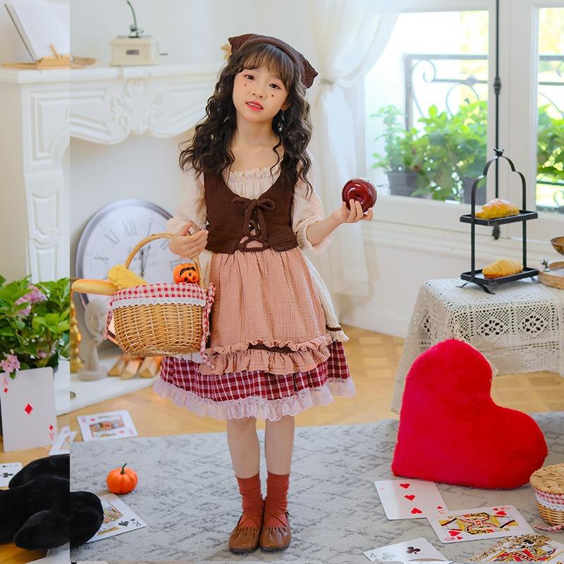 Little Red Riding Hood Shawl Cape Christmas Pastoral Children's Dress Cinderella Halloween Children's Costume