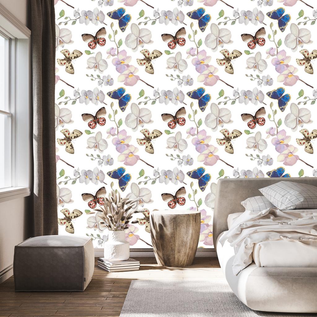 Butterflies flowers and plants wallpaper for living room and bedroom 50x1000