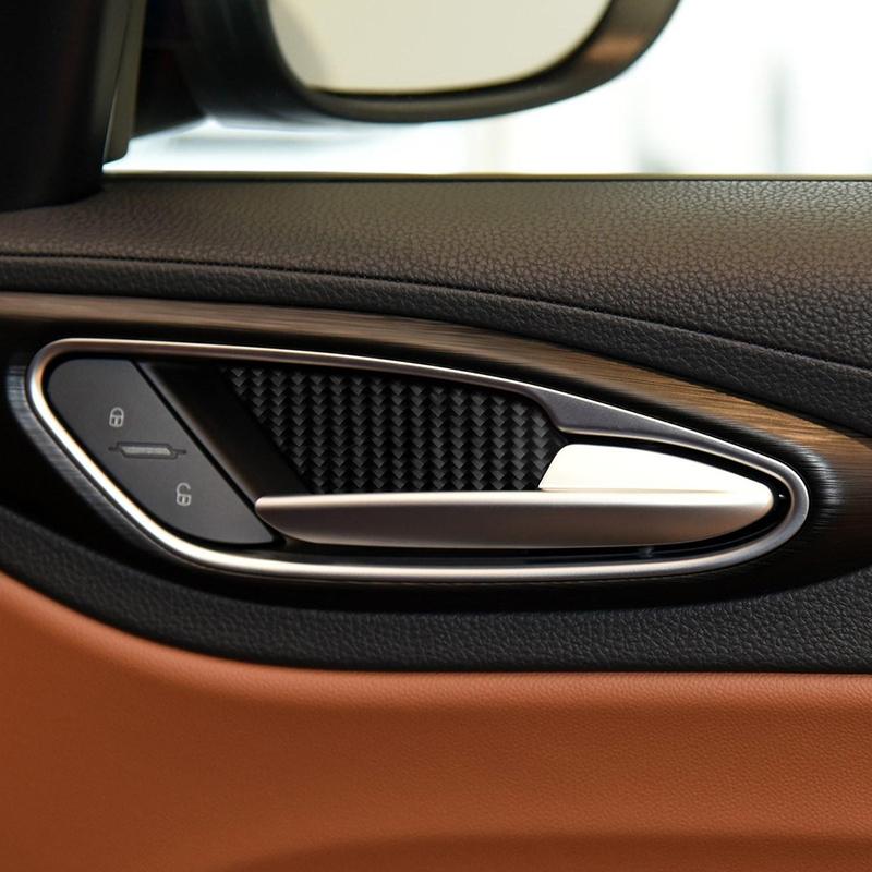 Carbon Fiber Car Accessories Door Handle Bowl Panel Modified Interior Trim Cover Soft Sticker For Alfa Romeo Giulia 2017-