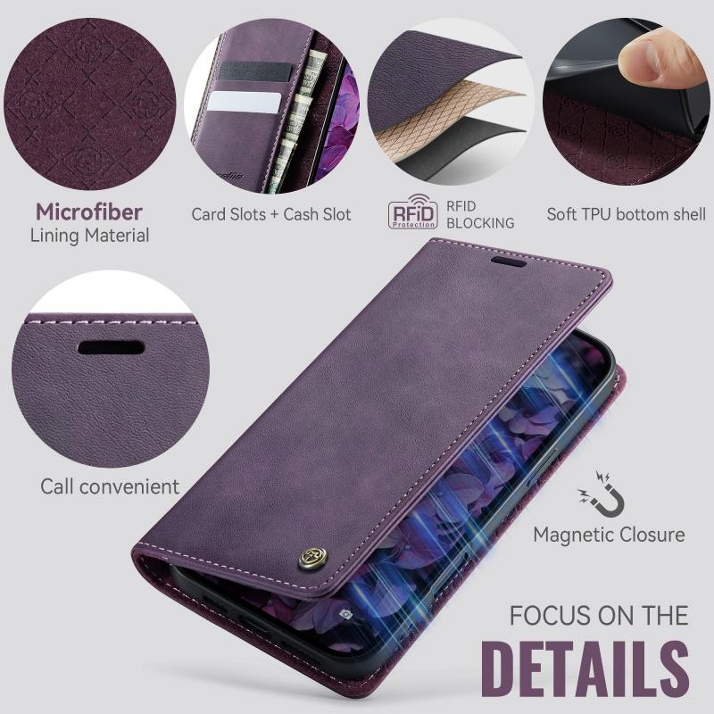 CaseMe Кожаный чехол-кошелек с откидной крышкой для iPhone 17 Pro Max Air 17E 16 15 Plus 14 13 12 11 X XS XR SE 2022 8 7 Ударопрочный кошелек с карманом для карт