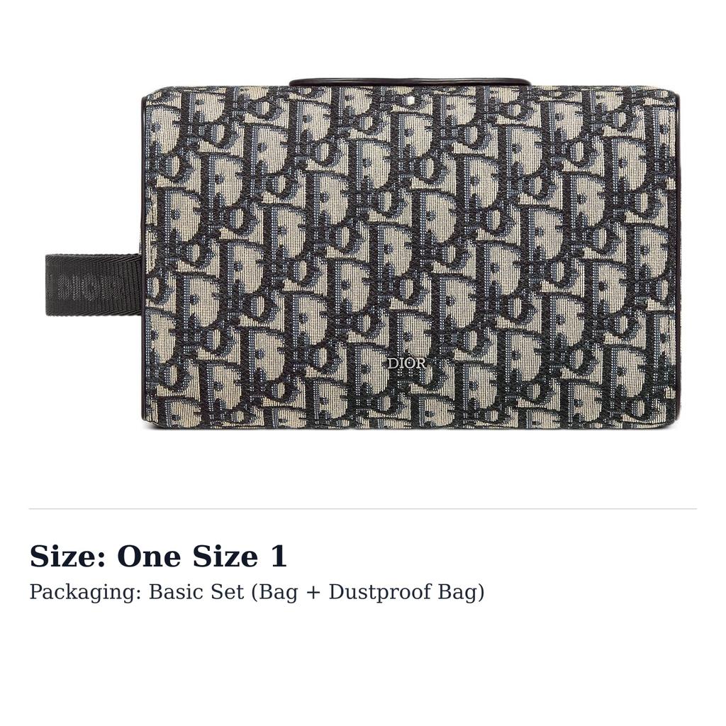 DIOR Lingot Print Jacquard Fabric Makeup Bag, Storage Bag, Clutch, Handbag, Toiletry Bag Men's Beige Black 2ADCA418YKY-H27E