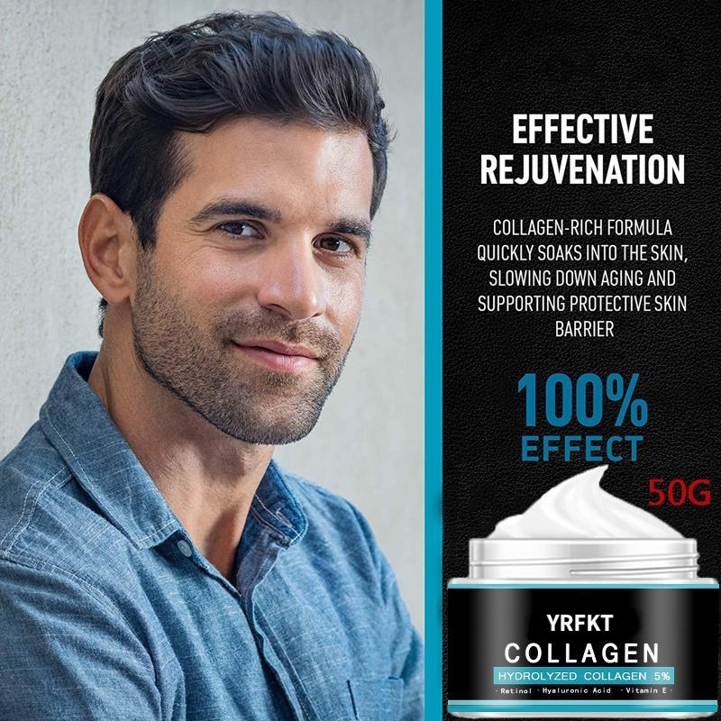 Мужской увлажняющий натуральный органический дневной и ночной крем для лица с коллагеном и ретинолом против старения + против морщин