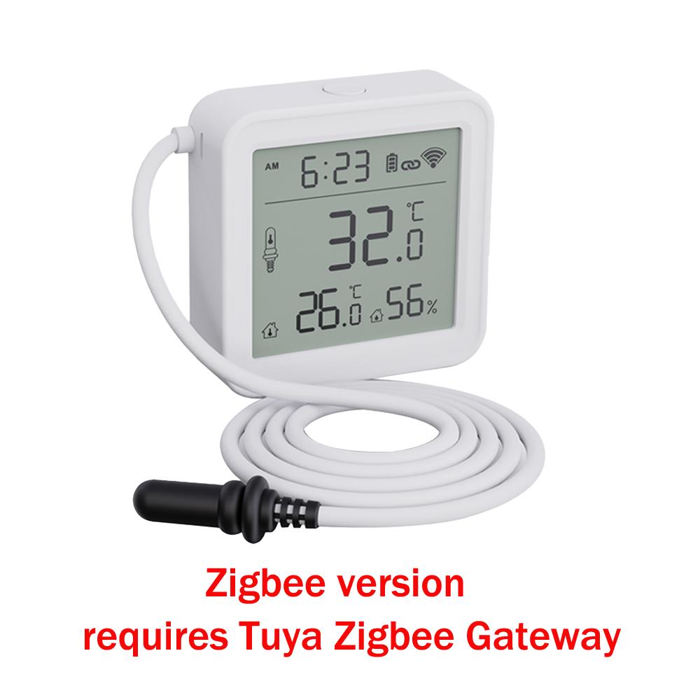 Tuya Zigbee WiFi Temperature Humidity Sensor 1M External Sensor Cable Probe APP Remote Control Work With SmartLife Yandex Alexa