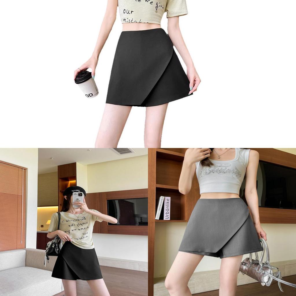Casual Womens Summer Gray Skirt Suit With Zipper For Office And Casual Wear