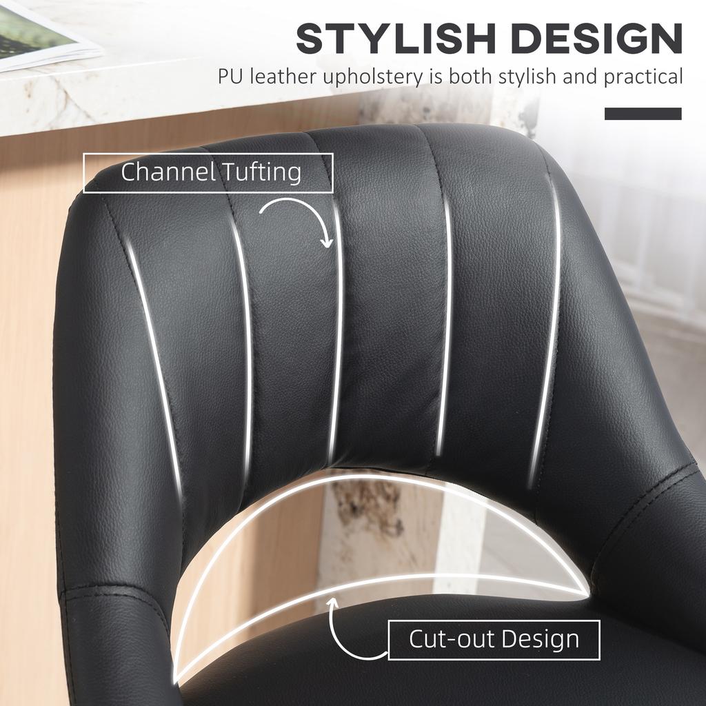 Set of Two Faux Leather Bar Stools - Black