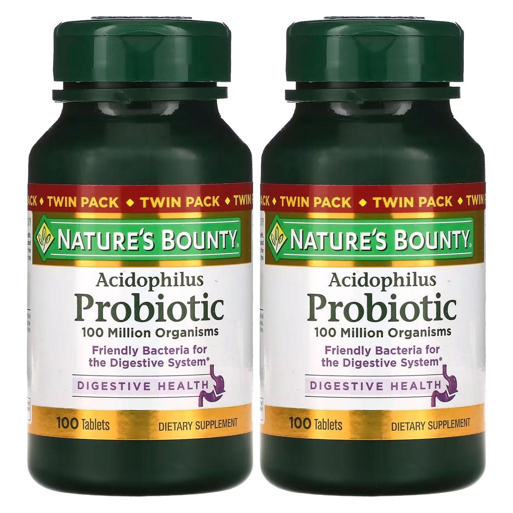 Nature's Bounty Acidophilus Probiotic, Twin Pack, 100 Tablets Each (0.5 Mg Per Tablet)