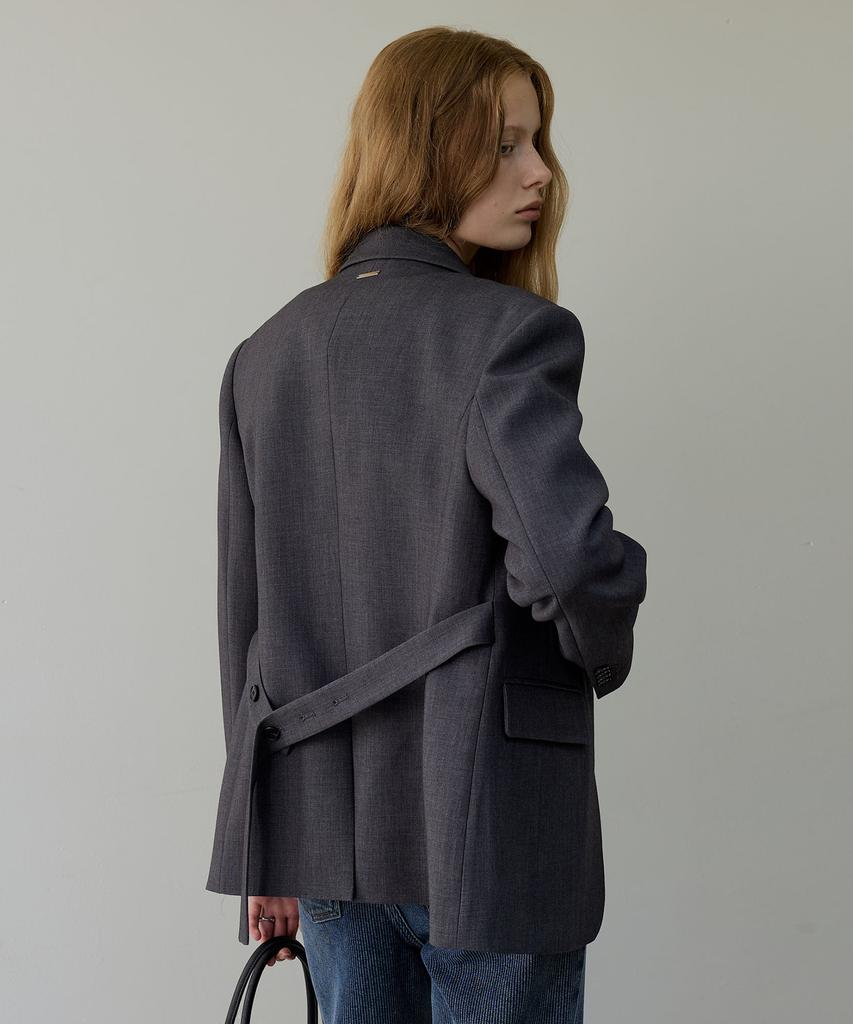 ARTID Wool Belted Single Jacket_Charcoal