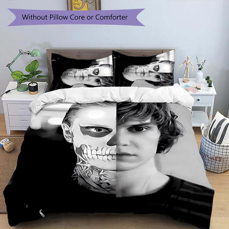 3pcs Evan Peters pattern bedding set duvet cover set includes duvet cover &pillowcases, perfect all season bedroom decoration & gift