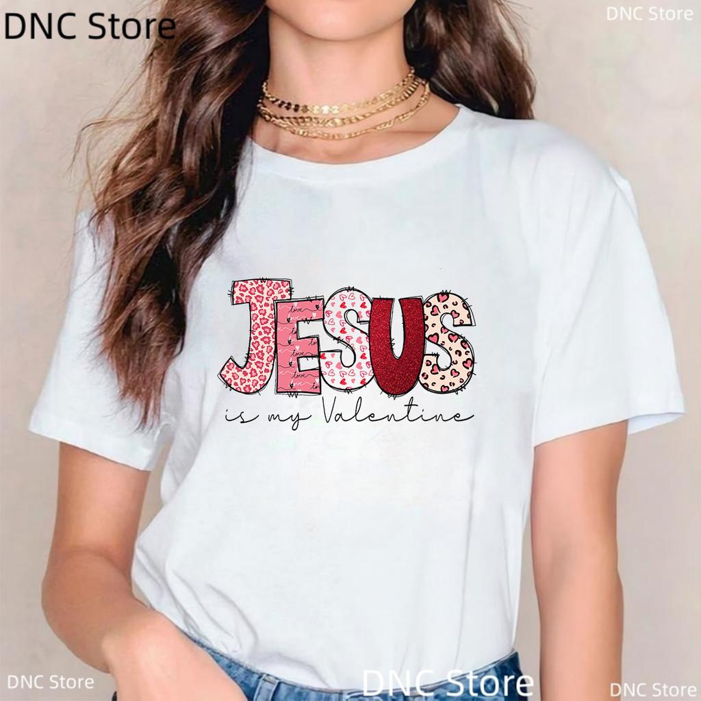 Jesus Loves Me, Christian Cross, Easter, Christian Shirt Fashion Women'S T-Shirt Summer Round Neck Female Tshirt Tops Wholesale