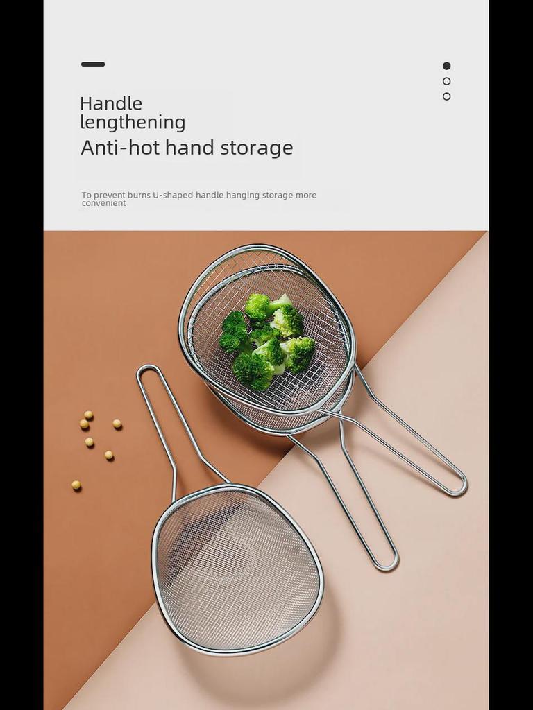 Japanese Stainless Steel Mesh Colander Spoon for Noodles, Dumplings, and Hot Pot