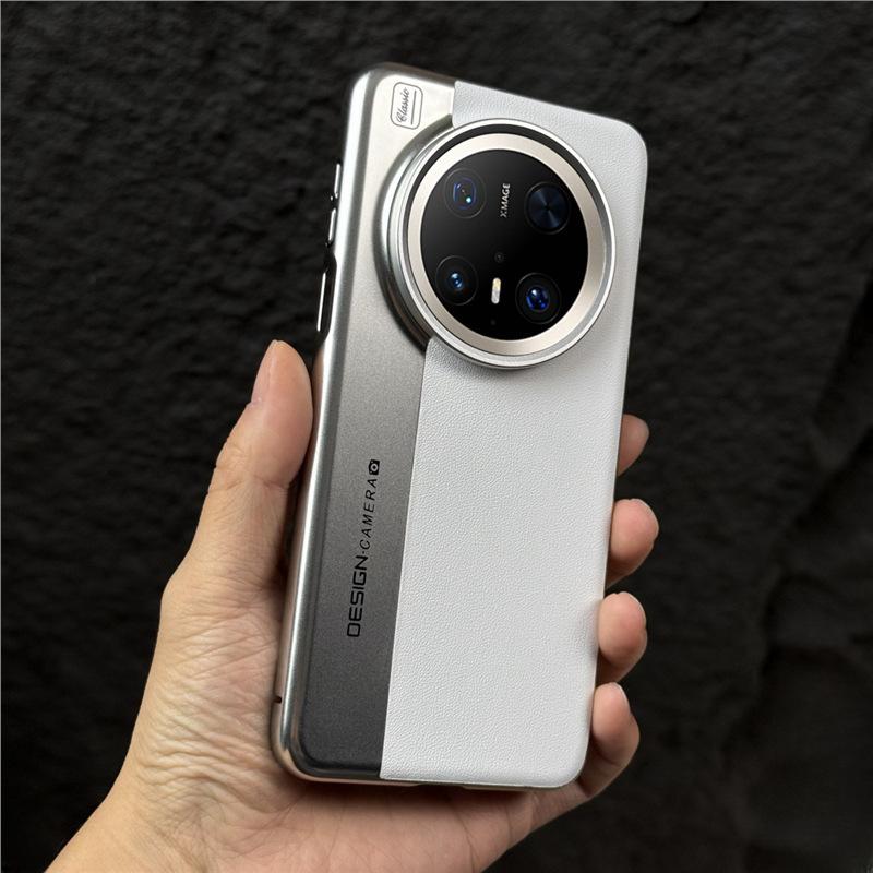 The camera model is suitable for Huawei Mate80ProMax plain leather splicing mobile phone case Xiaomi 17 premium business case.