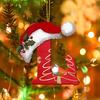 Рождественская подвеска в виде буквы, акриловая 2D плоская буква, подвесное украшение на рождественскую елку, шапка Санты, украшение в виде буквы для каминной двери, стены