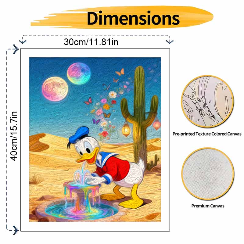 Disney Digital Oil Painting Art Kit Donald Duck Desert Cactus Moon Butterfly Handmade Coloring Painting Home Decor