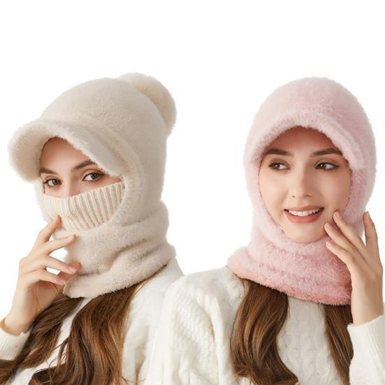 Зимняя велосипедная шапка со встроенным защитным экраном для лица и утеплителем для шеи с короткими полями, ветрозащитный толстый плюшевый шарф с полной защитой для улицы, головной убор для холодной погоды