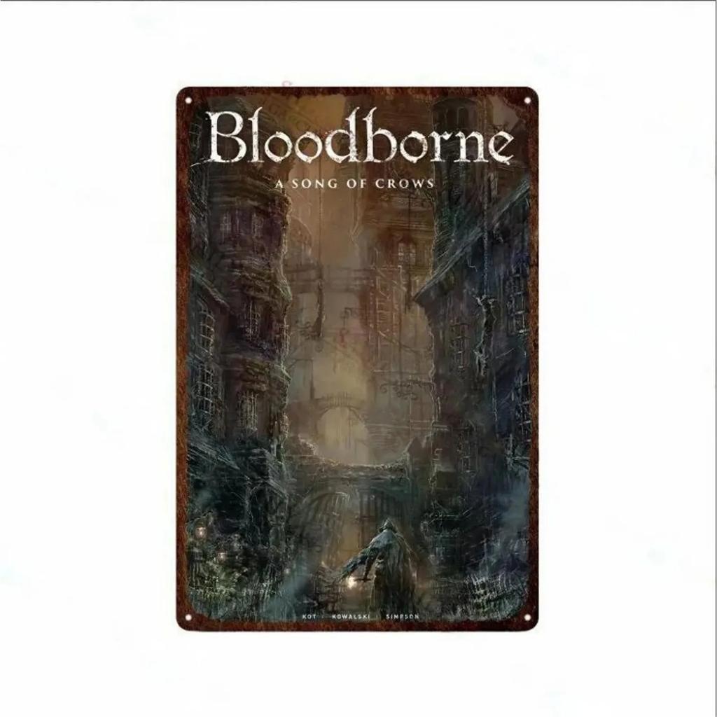 Металлическая табличка Жестяные знаки Bloodborne Настенное украшение Винтажные художественные постеры Жестяная картина для мужской пещеры Дома Кафе Игровой комнаты Клуба Бара