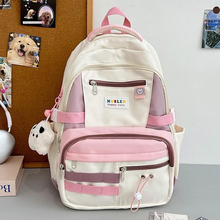 New Japanese Ins Schoolbag Female Mori Contrasting Color Primary and Secondary School Student Leisure Backpack College Style Student Backpack