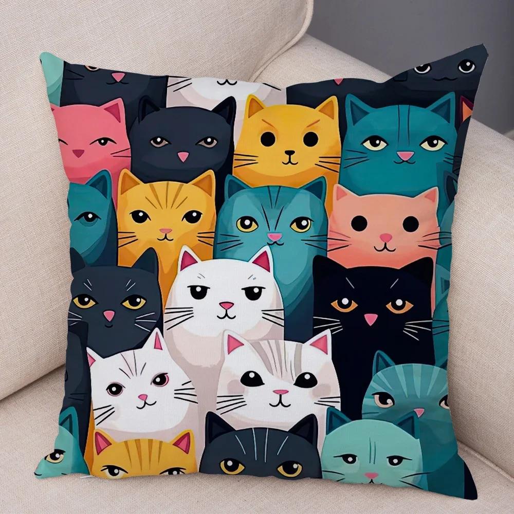 Милая Подушка для Питомца Hello Cat Наволочка Двойная Печать Мягкая Плюшевая Наволочка для Дивана Дома Машины Декор Мультяшные Животные Чехол для Подушки,