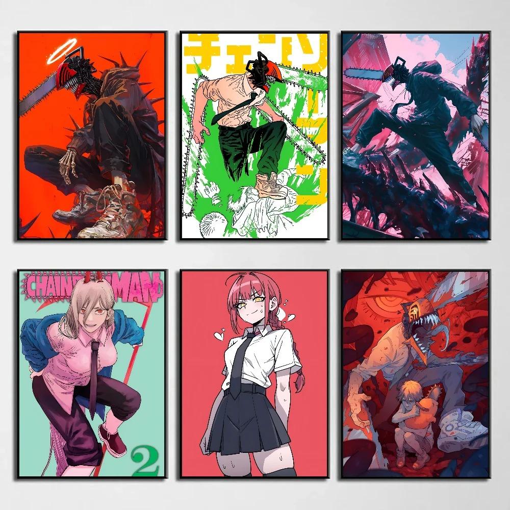 Человек с бензопилой Аниме Плакат Бумага Печать Главная Гостиная Спальня Вход Бар Кафе Искусство Холст Картина Украшения Без Рамки