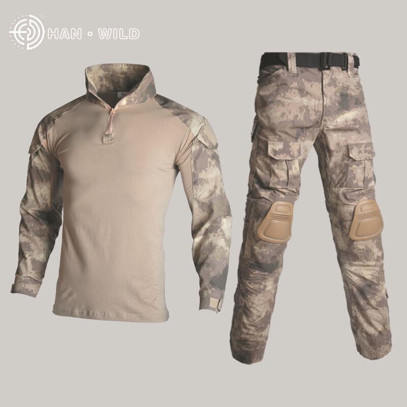 Tactical Gear Camouflage Tactical Military Uniform Clothing Sets Paintball US Army Combat Shirt + Cargo Pants with Elbow & Knee Pads