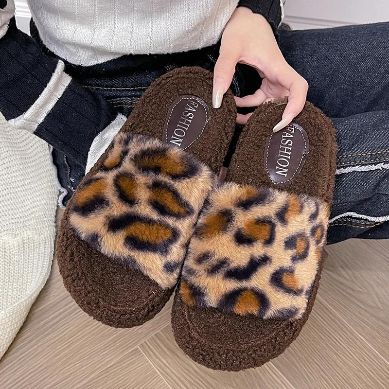 Зима Новые Женские Плоские Удобные Матовые Теплые Роскошные Модные Нескользящие Толстая Подошва Можно Носить На Улице Тапочки Женская Обувь
