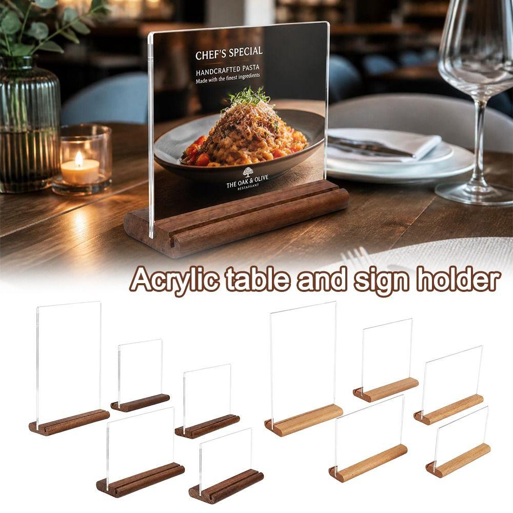 Vertical Standing Price Display Stand Solid Wood Base Poster Stand Display Tabletop Display