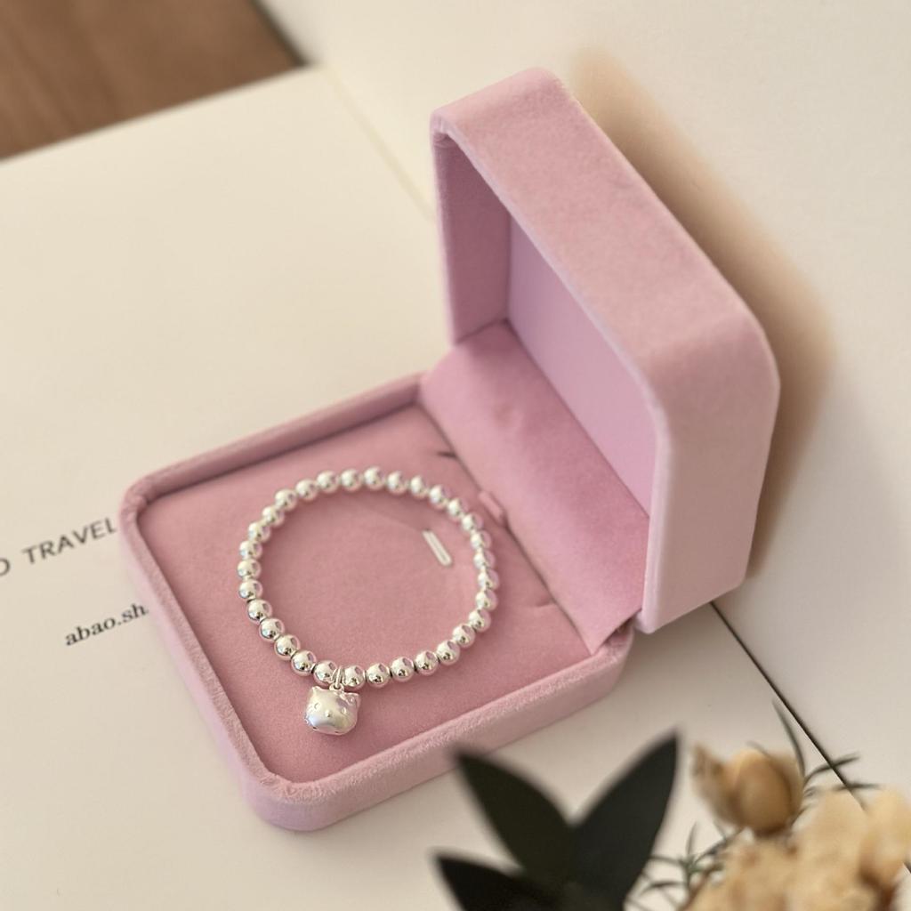 Посеребренный браслет из бусин с милой подвеской в виде котенка - Идеальный подарок на день рождения для женщин и детей