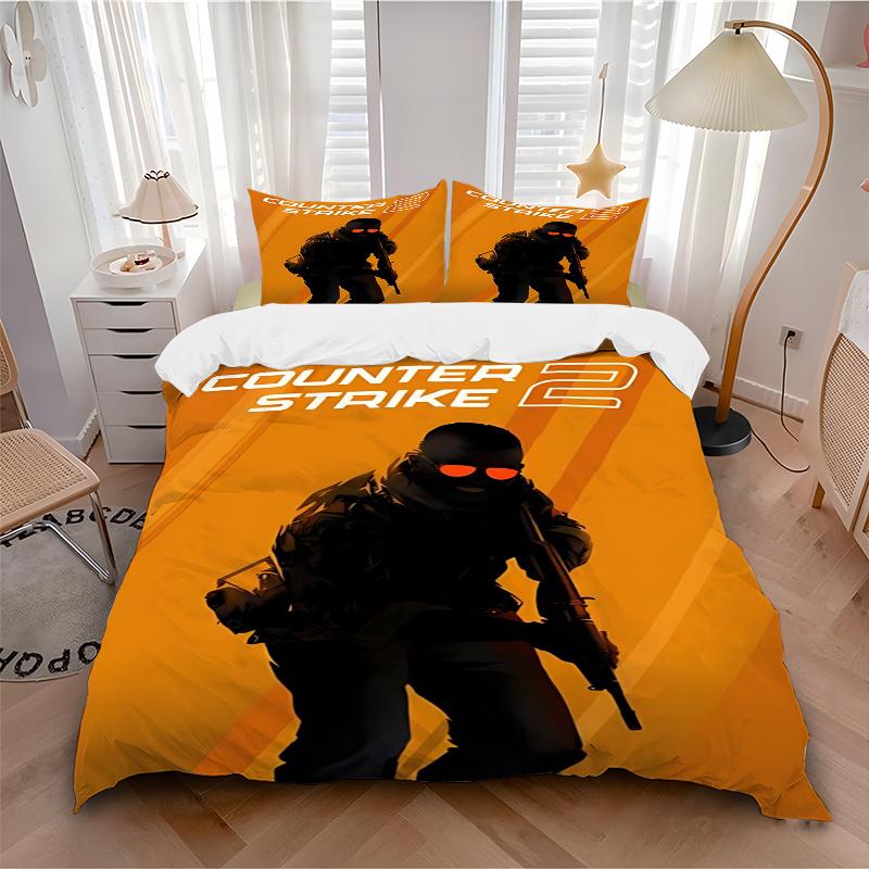 3 шт. Игровой комплект постельного белья Counter-Strike 2 - Идеально для спальни, гостевой комнаты, гостиной, декора отеля - Идеальный подарок для фанатов, путешественников, для повседневного использования