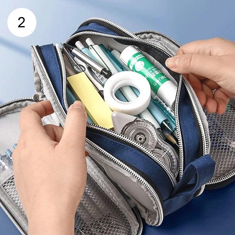 Школьный пенал большой емкости с 3 отделениями, сумка для ручек, студенческие пеналы, косметичка, стационарная организация, офисные принадлежности