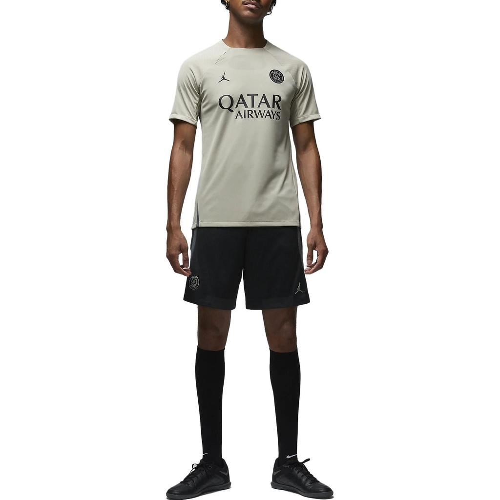 Jordan Футболка с круглым вырезом Paris Saint-Germain Collaboration SS24 Letter Print, мужские топы бежевого цвета DZ0786-231