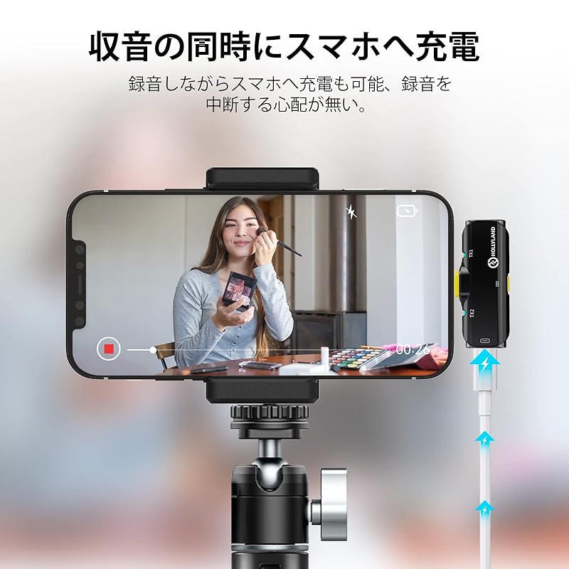 Беспроводной микрофон Hollyland Lark C1 Беспроводной петличный микрофон для смартфона Android [Шумоподавление, 8 часов непрерывной работы, двухканальный]